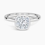 Sylvie Perfect Fit Bezel Solitaire Ring Platinum Cushion Engagement Ring