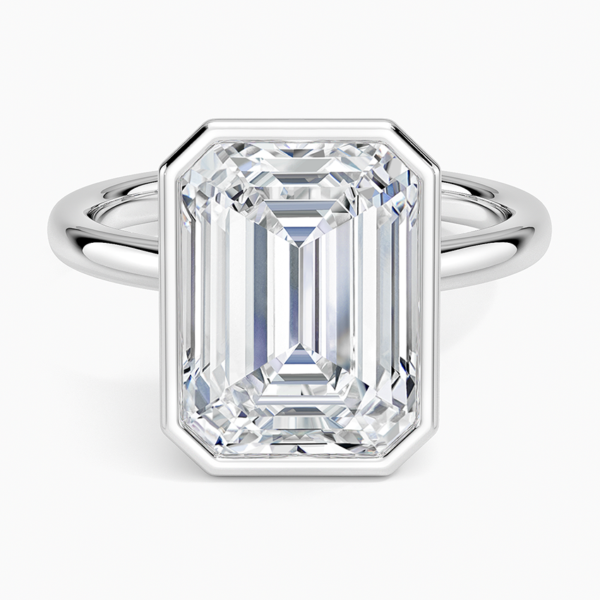 Sylvie Perfect Fit Bezel Solitaire Ring Platinum Emerald Engagement Ring