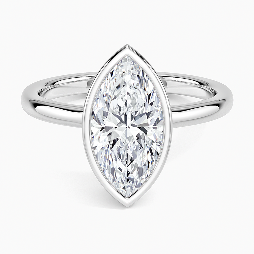 Sylvie Perfect Fit Bezel Solitaire Ring Platinum Marquise Engagement Ring