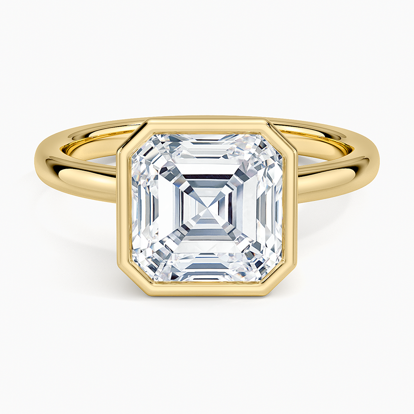 Sylvie Perfect Fit Bezel Solitaire Ring Yellow Gold 18k Asscher Engagement Ring