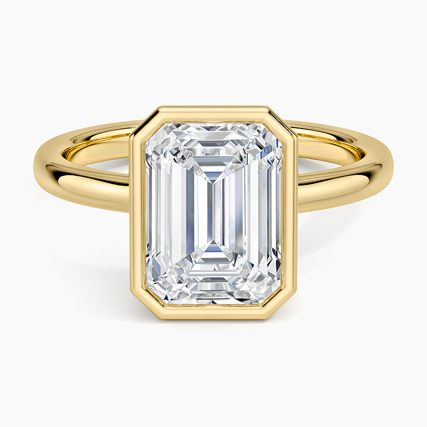 Sylvie Perfect Fit Bezel Solitaire Ring Yellow Gold 18k Emerald Engagement Ring