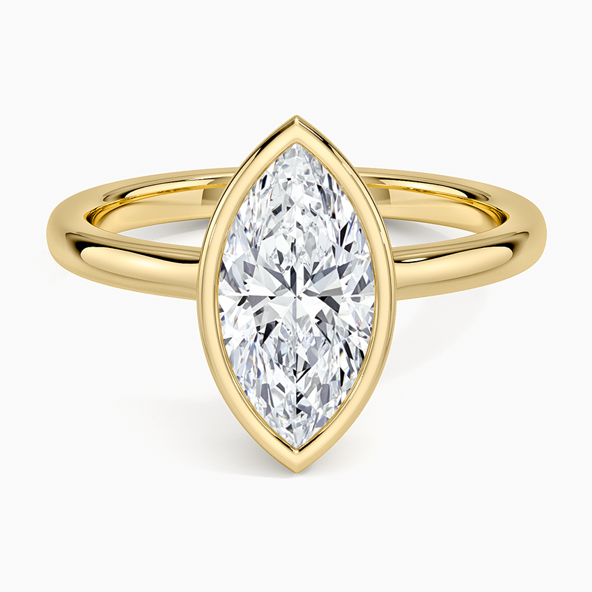 Sylvie Perfect Fit Bezel Solitaire Ring Yellow Gold 18k Marquise Engagement Ring