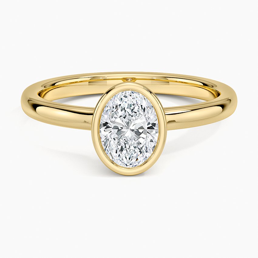 Sylvie Perfect Fit Bezel Solitaire Ring Yellow Gold 18k Oval Engagement Ring