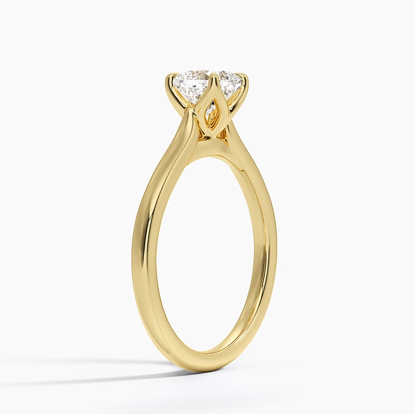 Elodie Cathedral Solitaire Ring Yellow Gold 18k Cushion Engagement Ring