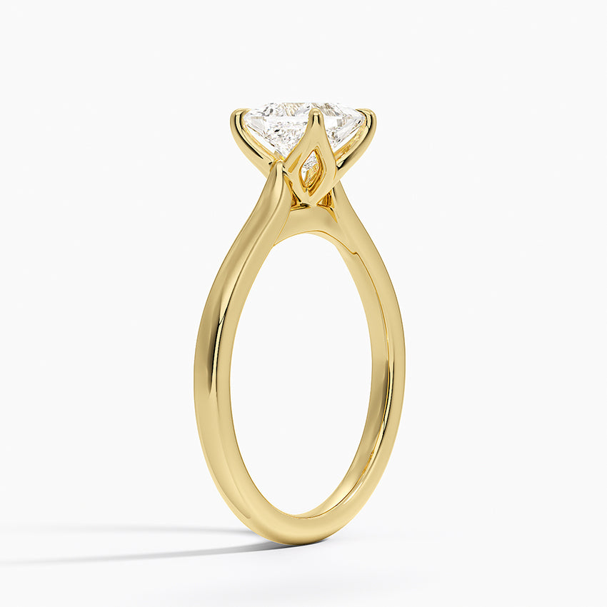 Elodie Cathedral Solitaire Ring Yellow Gold 18k Princess Engagement Ring