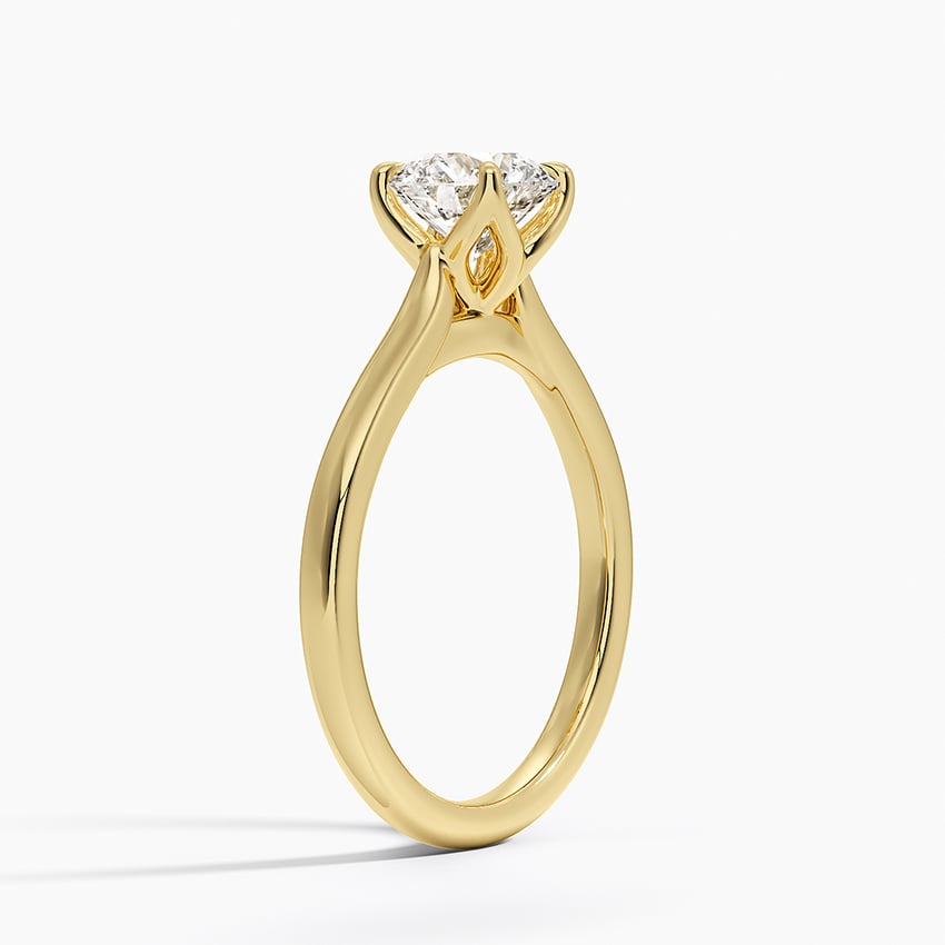 Elodie Cathedral Solitaire Ring Yellow Gold 18k Round Engagement Ring