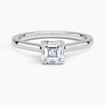 Elodie Cathedral Solitaire Ring Platinum Asscher Engagement Ring