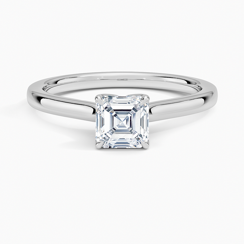 Elodie Cathedral Solitaire Ring Platinum Asscher Engagement Ring