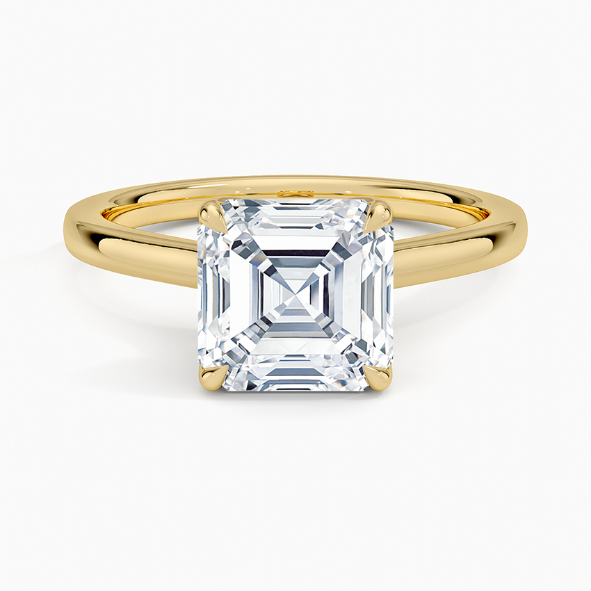 Elodie Cathedral Solitaire Ring Yellow Gold 18k Asscher Engagement Ring
