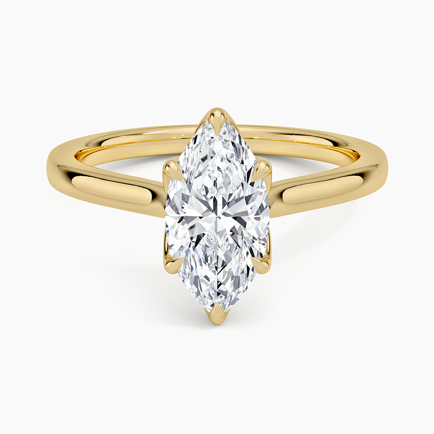 Elodie Cathedral Solitaire Ring Yellow Gold 18k Marquise Engagement Ring