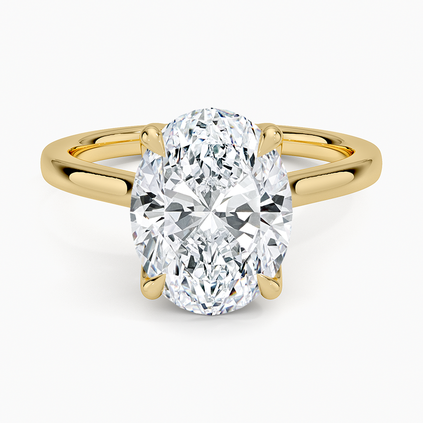Elodie Cathedral Solitaire Ring Yellow Gold 18k Oval Engagement Ring