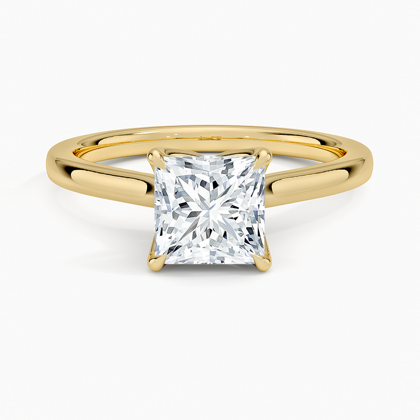 Elodie Cathedral Solitaire Ring Yellow Gold 18k Princess Engagement Ring