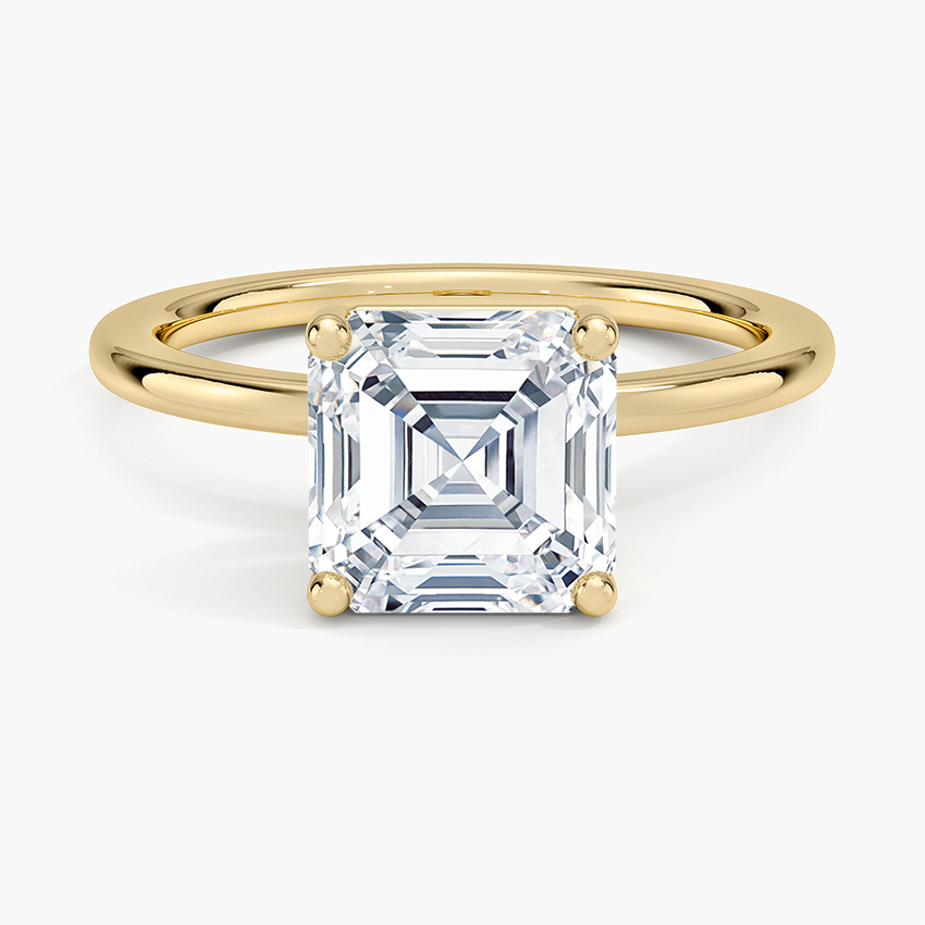 Perfect Fit 1.4mm Solitaire Ring Yellow Gold 18k Asscher Engagement Ring