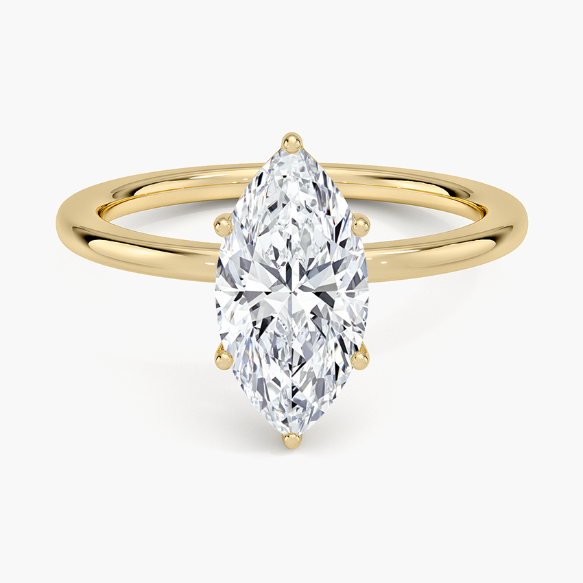 Perfect Fit 1.4mm Solitaire Ring Yellow Gold 18k Marquise Engagement Ring