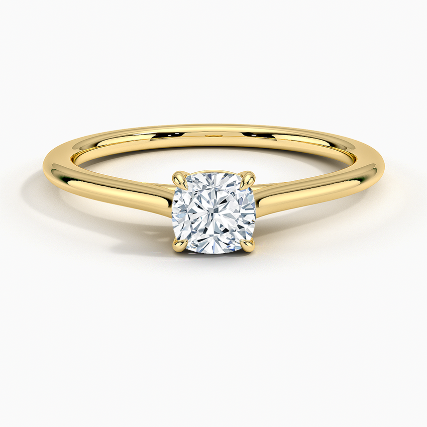 1.4mm Provence Solitaire Ring Yellow Gold 18k Cushion Engagement Ring