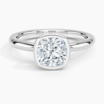 Julietta Bezel Solitaire Ring Platinum Cushion Engagement Ring