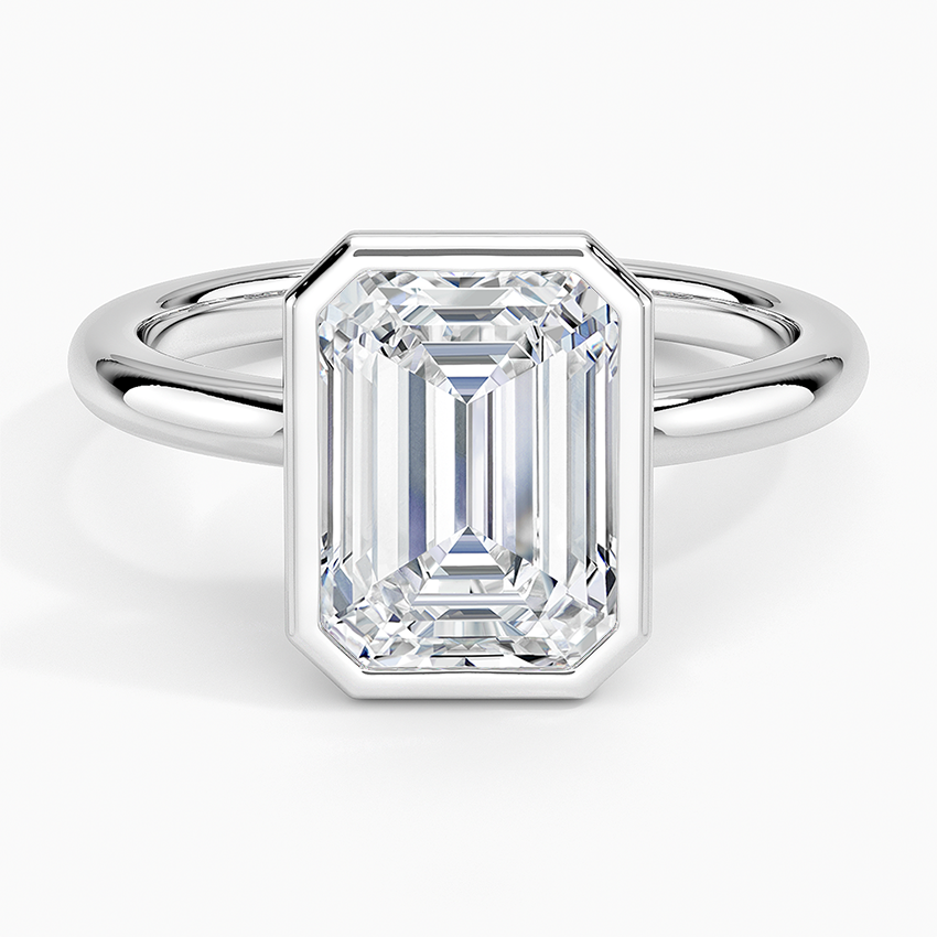Julietta Bezel Solitaire Ring Platinum Emerald Engagement Ring