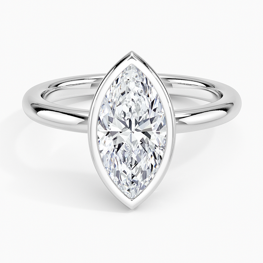 Julietta Bezel Solitaire Ring Platinum Marquise Engagement Ring