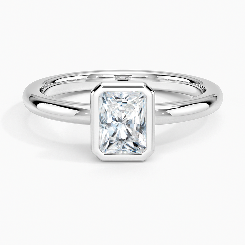 Julietta Bezel Solitaire Ring Platinum Radiant Engagement Ring