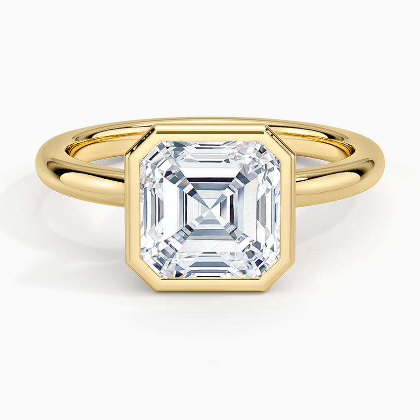 Julietta Bezel Solitaire Ring Yellow Gold 18k Asscher Engagement Ring