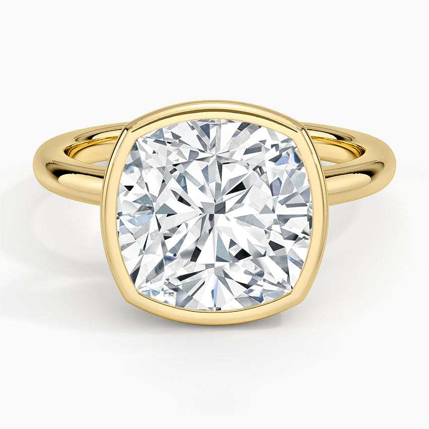 Julietta Bezel Solitaire Ring Yellow Gold 18k Cushion Engagement Ring