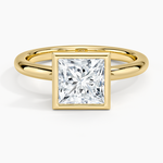 Julietta Bezel Solitaire Ring Yellow Gold 18k Princess Engagement Ring