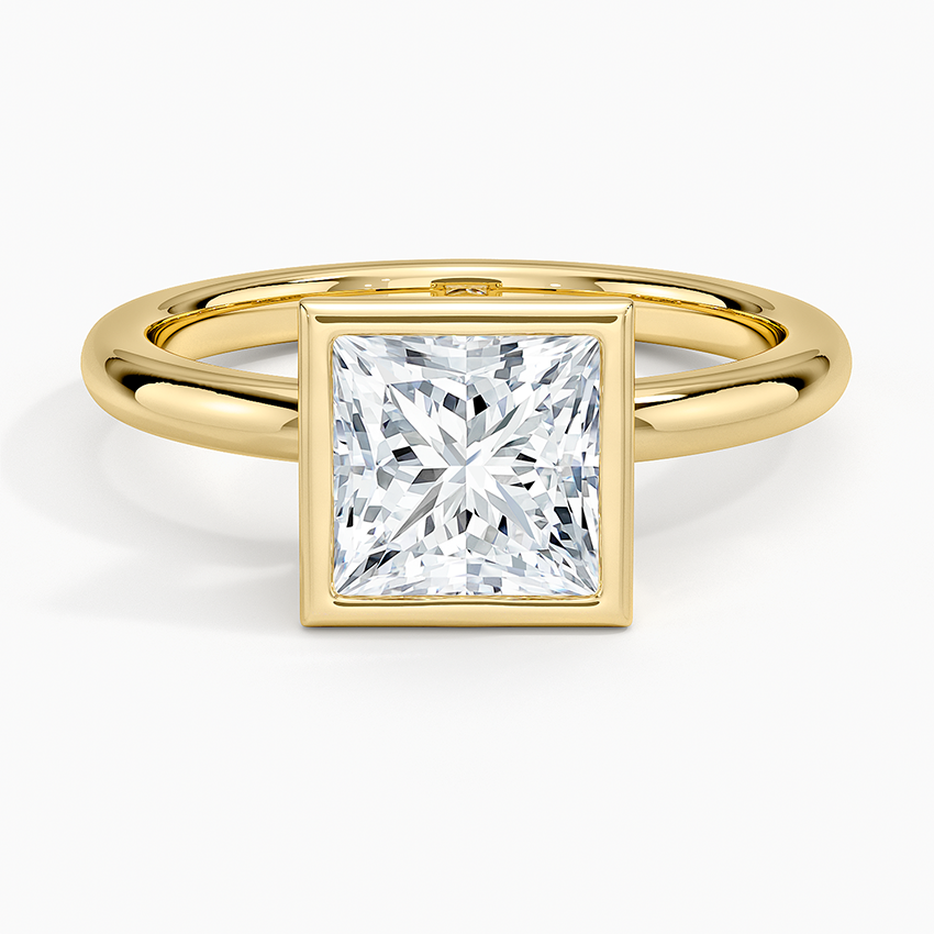 Julietta Bezel Solitaire Ring Yellow Gold 18k Princess Engagement Ring