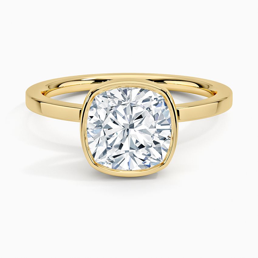 Noemi Bezel Ring Yellow Gold 18k Cushion Engagement Ring