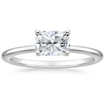 Horizontal Petite Comfort Fit Solitaire Engagement Ring 18K White Gold CU