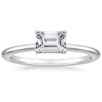 Horizontal Petite Comfort Fit Solitaire Engagement Ring 18K White Gold EM