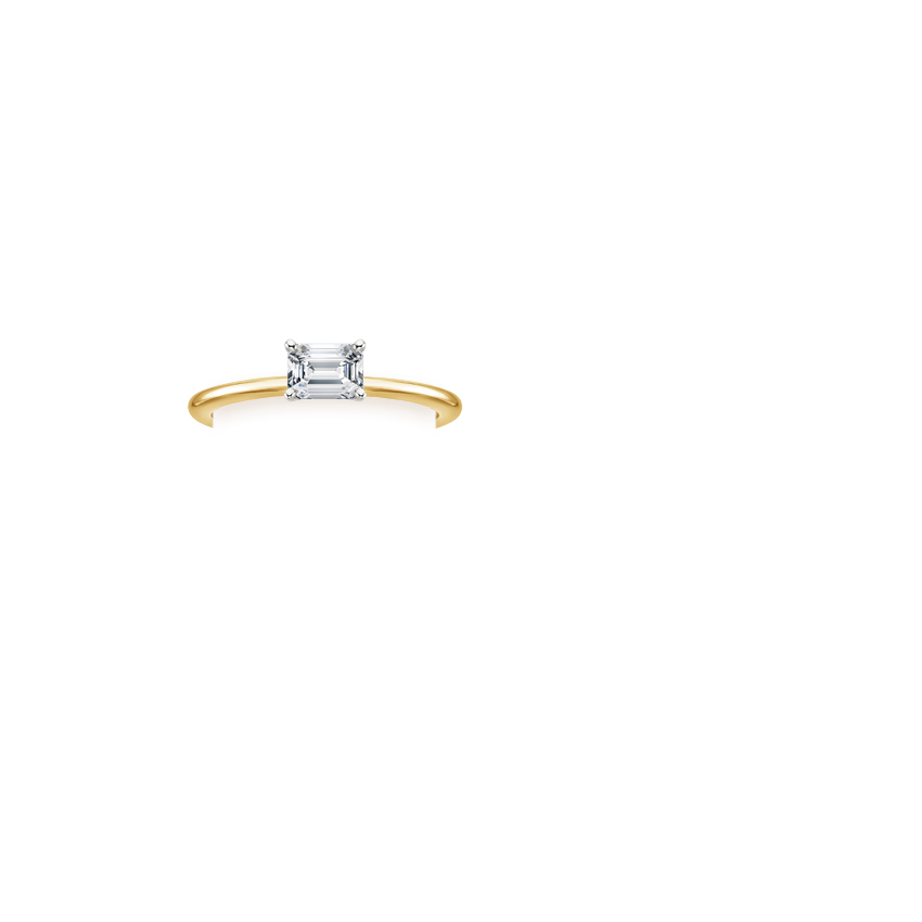 Horizontal Petite Comfort Fit Solitaire Engagement Ring 18K Yellow Gold EM