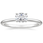 Horizontal Petite Comfort Fit Solitaire Engagement Ring 18K White Gold OV