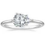 Horizontal Petite Comfort Fit Solitaire Engagement Ring 18K White Gold PE