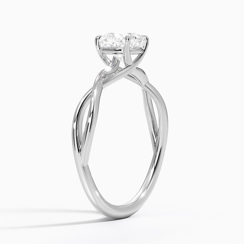 Alya Twist Solitaire Ring Platinum Cushion Engagement Ring
