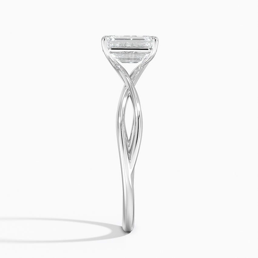 Alya Twist Solitaire Ring Platinum Emerald Engagement Ring