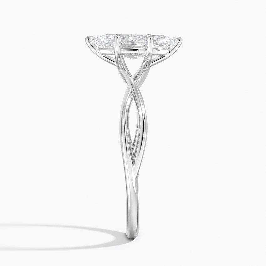 Alya Twist Solitaire Ring Platinum Marquise Engagement Ring