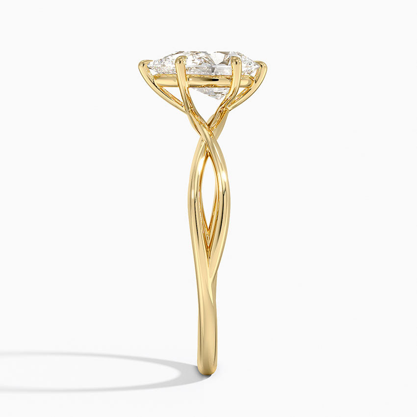 Alya Twist Solitaire Ring Yellow Gold 18k Pear Engagement Ring