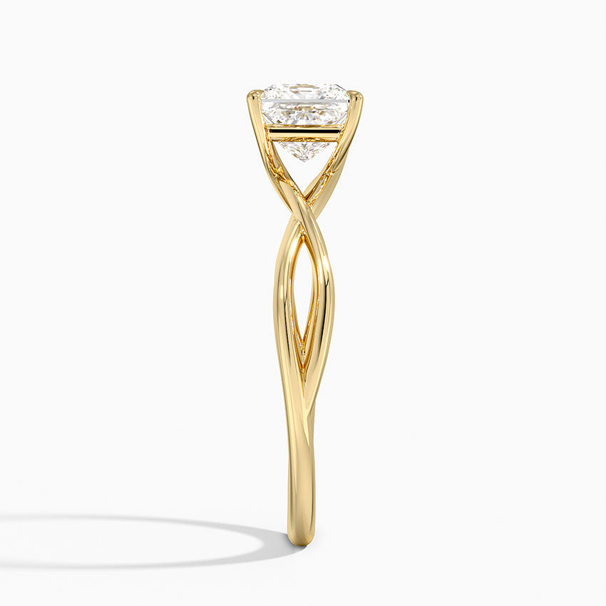 Alya Twist Solitaire Ring Yellow Gold 18k Princess Engagement Ring