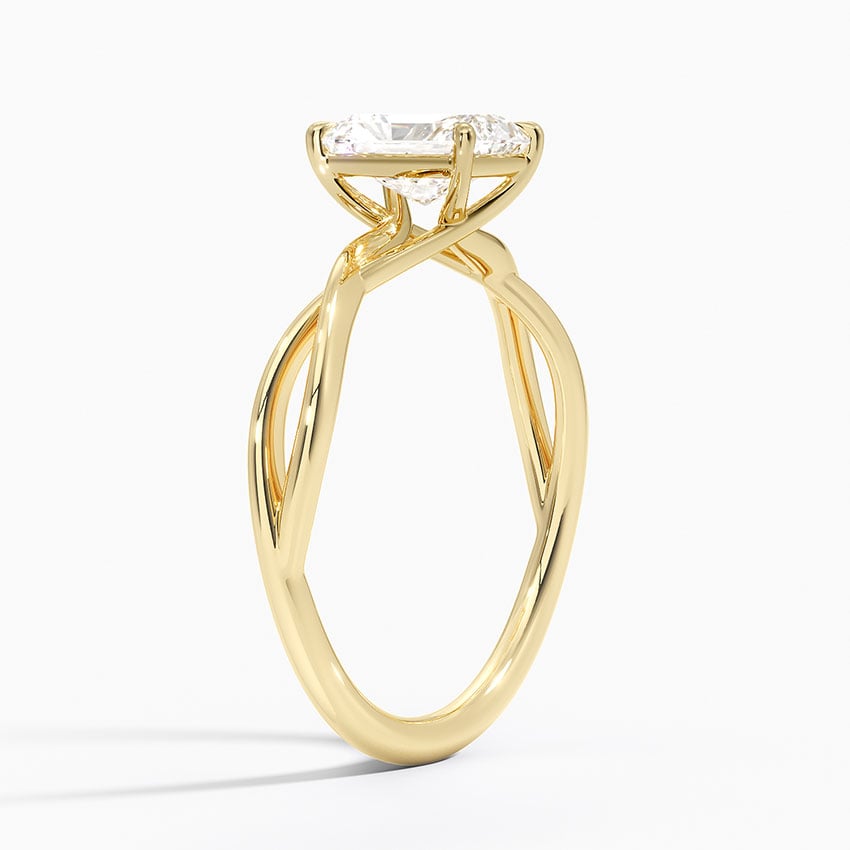 Alya Twist Solitaire Ring Yellow Gold 18k Radiant Engagement Ring