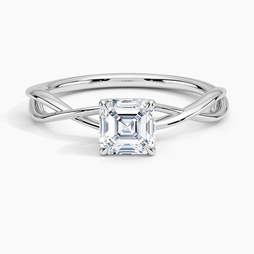 Alya Twist Solitaire Ring Platinum Asscher Engagement Ring