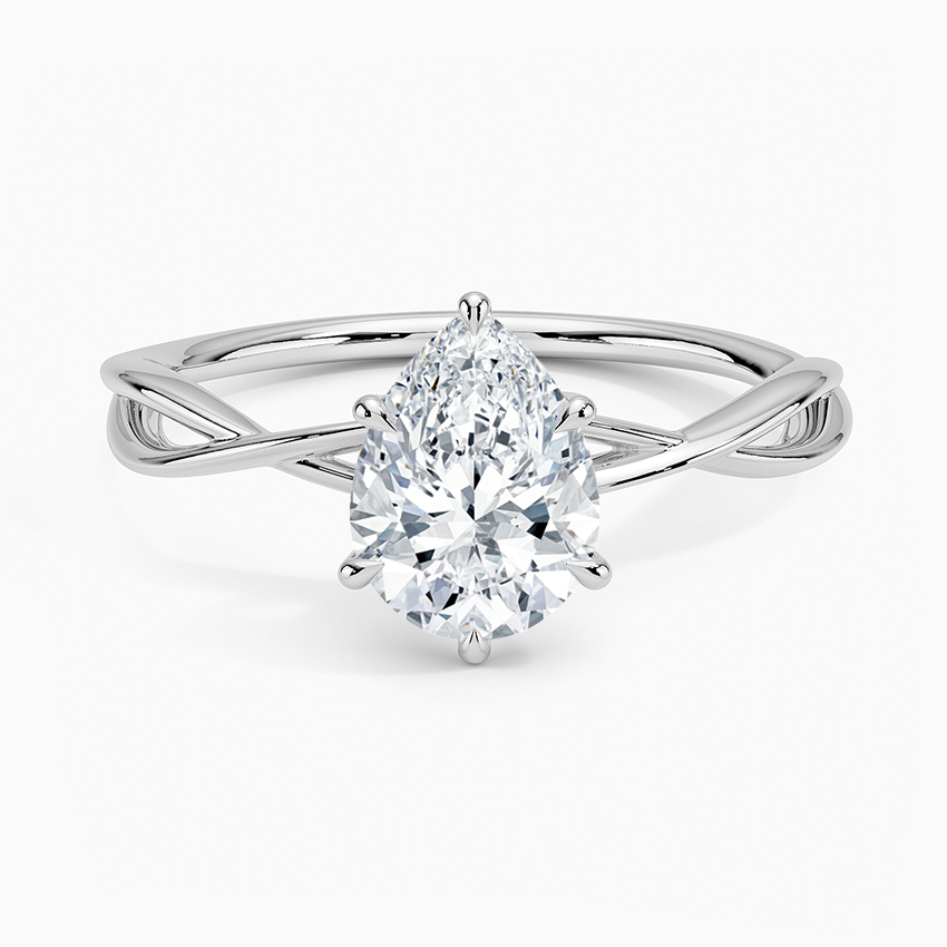 Alya Twist Solitaire Ring Platinum Pear Engagement Ring