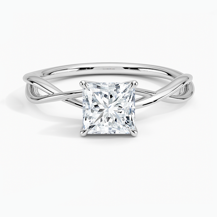 Alya Twist Solitaire Ring Platinum Princess Engagement Ring