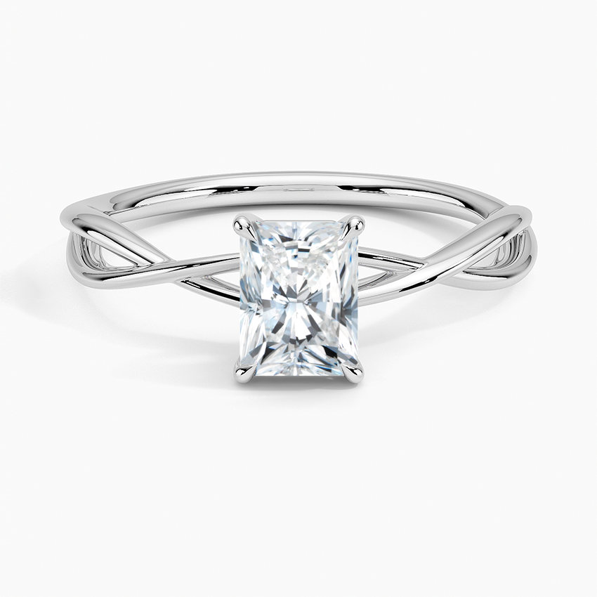 Alya Twist Solitaire Ring Platinum Radiant Engagement Ring
