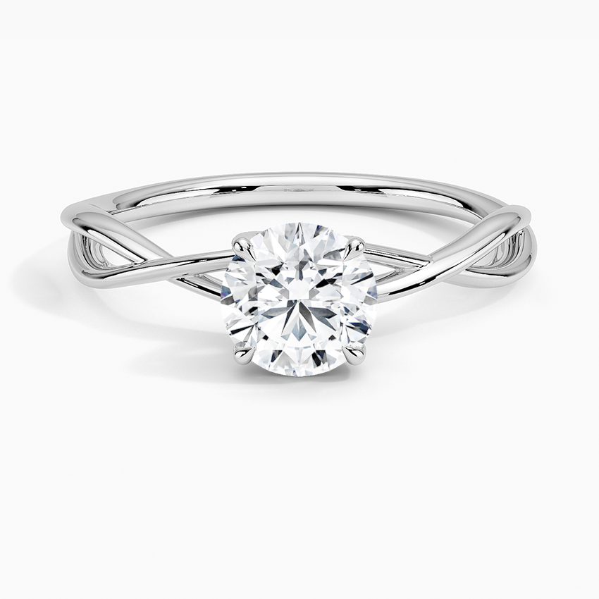 Alya Twist Solitaire Ring Platinum Round Engagement Ring