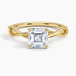 Alya Twist Solitaire Ring Yellow Gold 18k Asscher Engagement Ring
