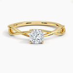 Alya Twist Solitaire Ring Yellow Gold 18k Cushion Engagement Ring