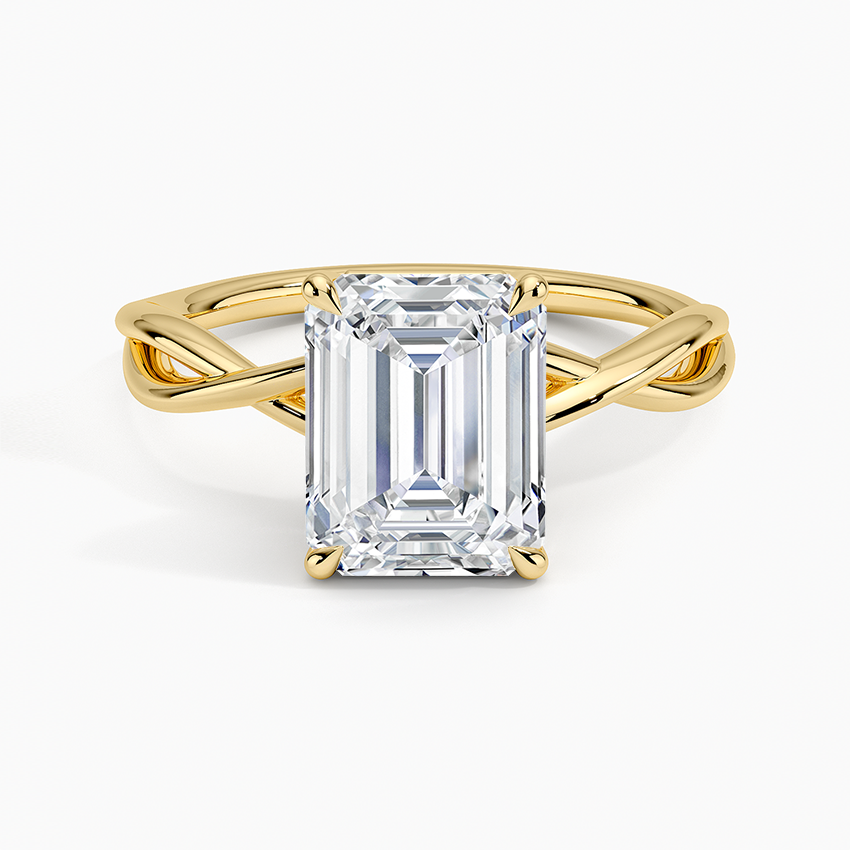 Alya Twist Solitaire Ring Yellow Gold 18k Emerald Engagement Ring