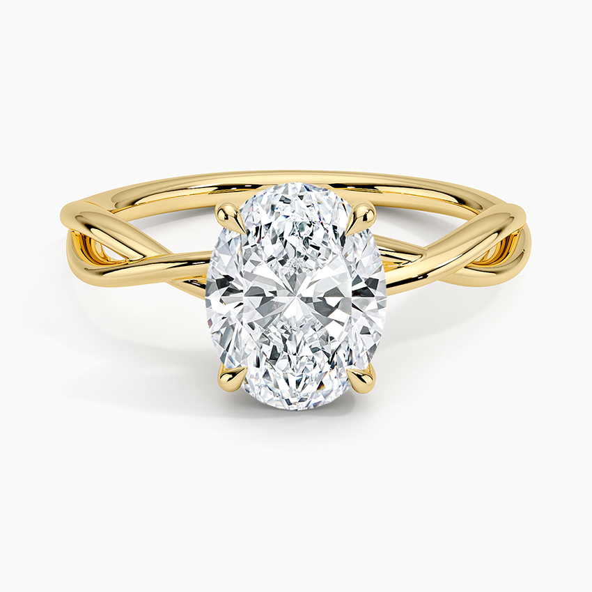 Alya Twist Solitaire Ring Yellow Gold 18k Oval Engagement Ring