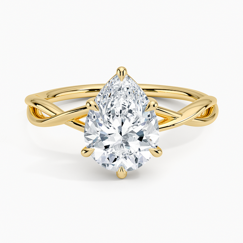 Alya Twist Solitaire Ring Yellow Gold 18k Pear Engagement Ring