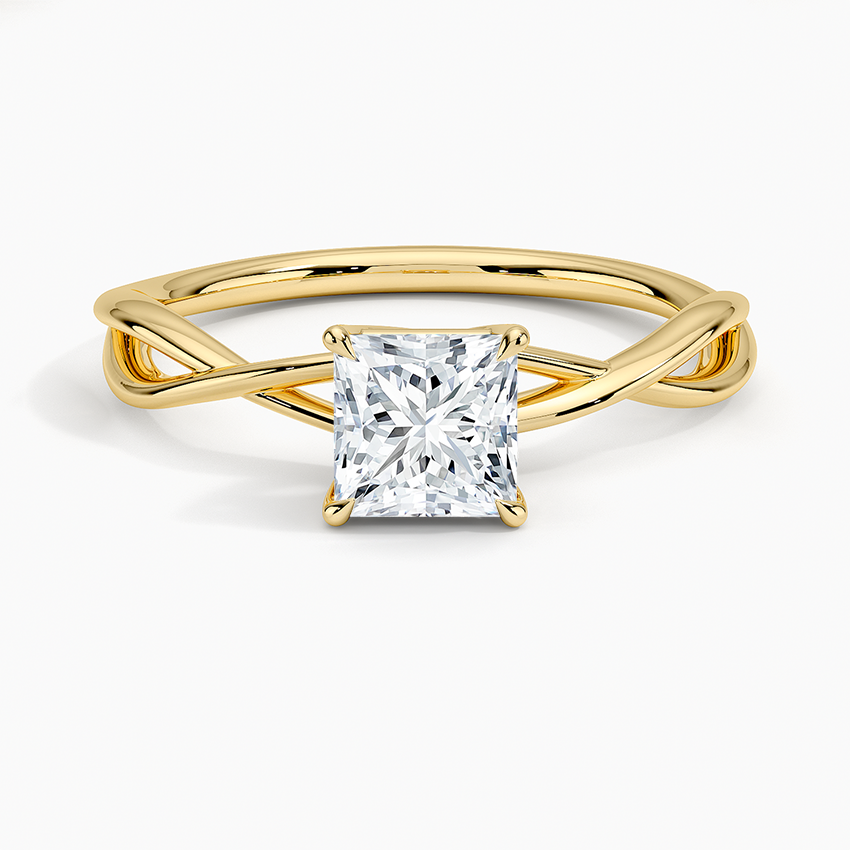Alya Twist Solitaire Ring Yellow Gold 18k Princess Engagement Ring